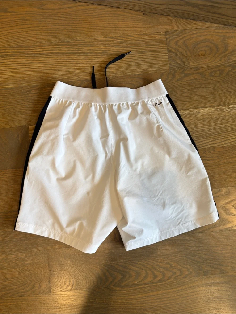 adidas large Men's White Athletic Shorts with Black Trim
